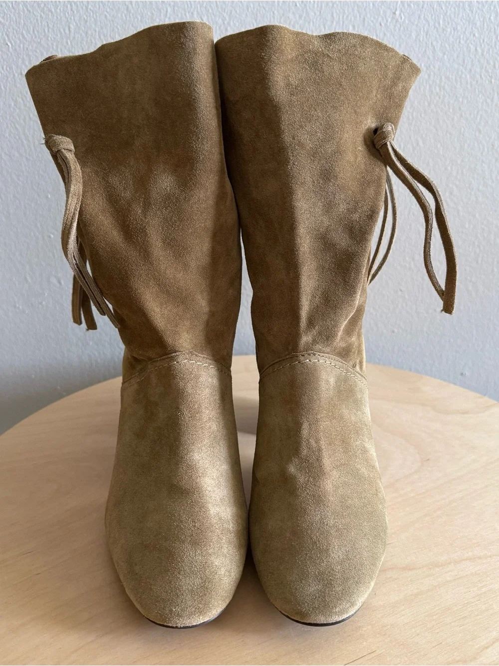 Tory Burch Gigi Slouchy Ankle Suede Boots Size 9.5 Boho Tan